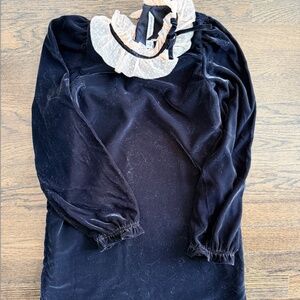 janie and jack the velvet ruffle collar dress -black- sz 12